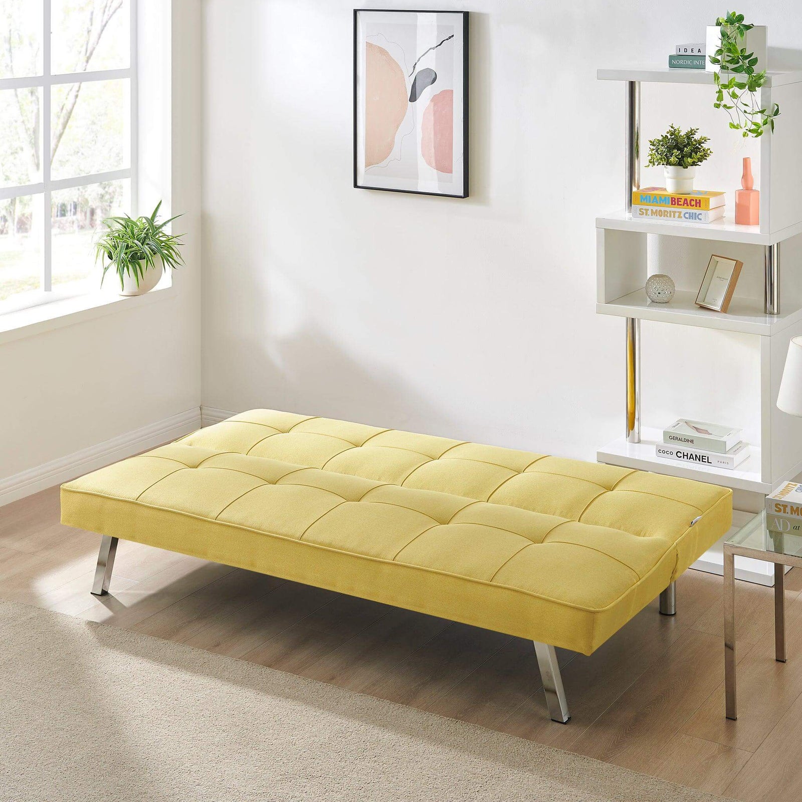Click Clack Linen Blend Sofa Bed - 3 Seater | Yellow