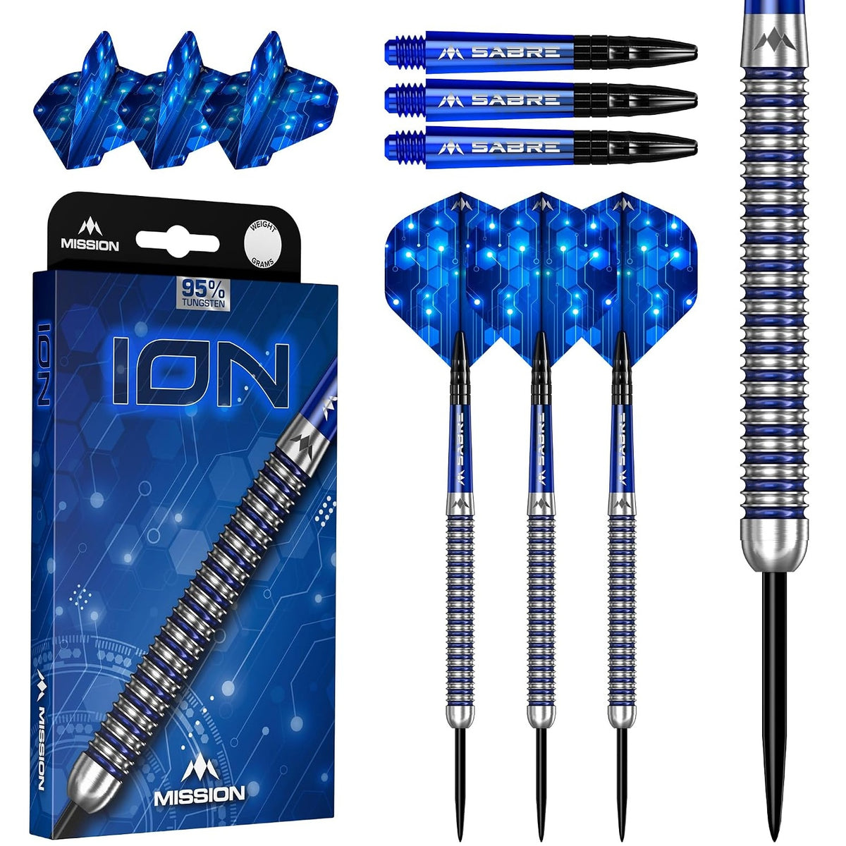 Ion Darts - Steel Tip - 95% Tungsten | 30g | Blue