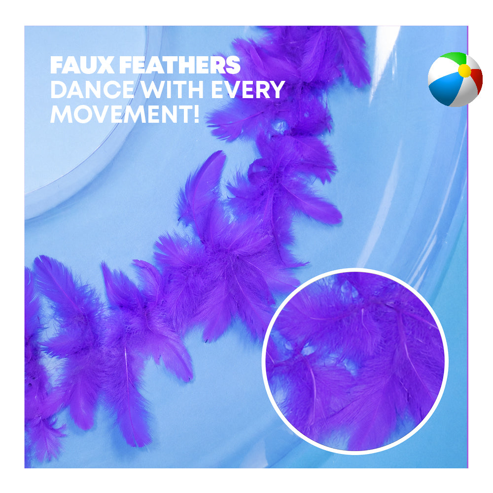 Transparent Inflatable Swim Ring With Faux Feathers | One Size | Purple