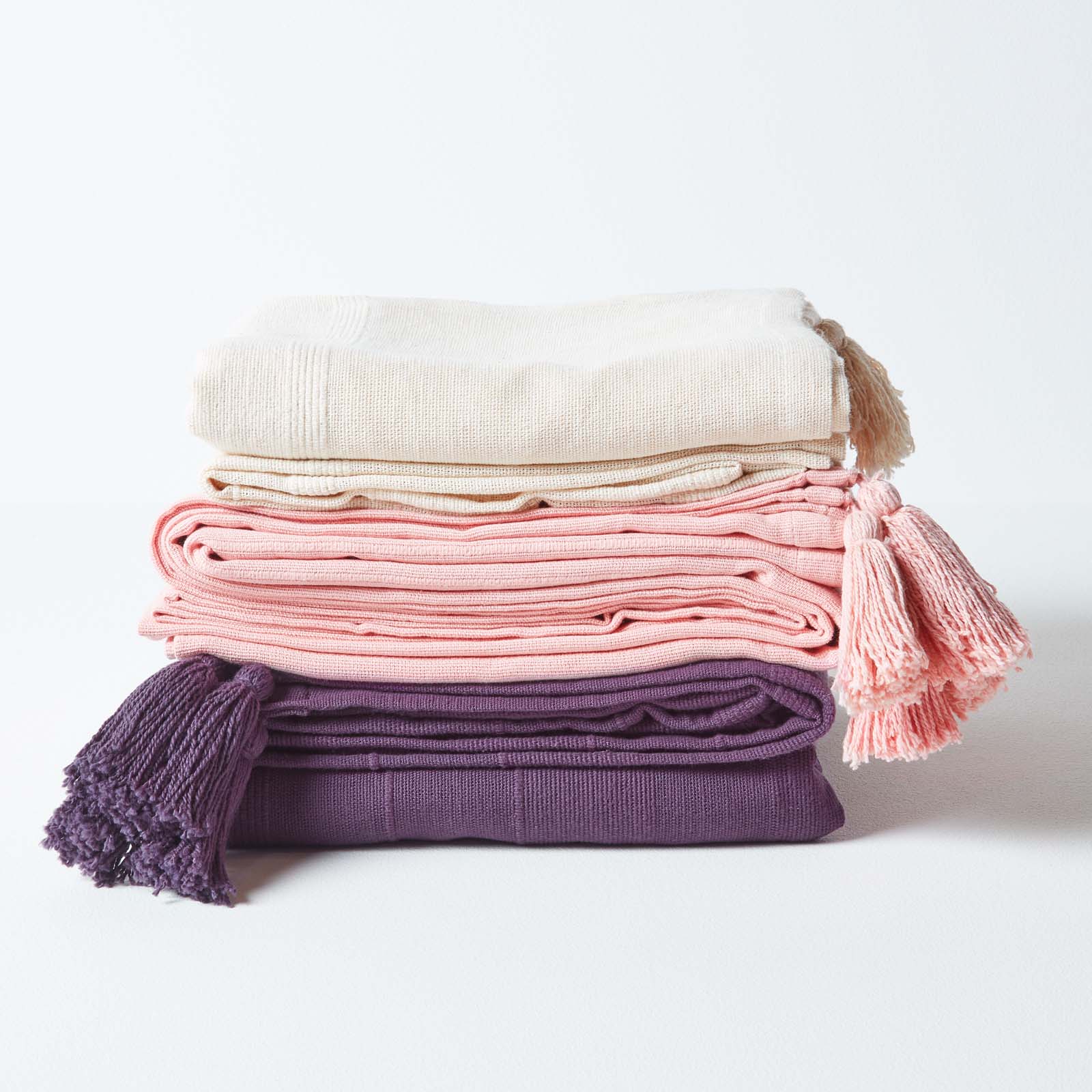 Cotton Rajput Ribbed Throw | 225cm x 255cm | Purple