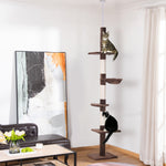 Floor To Ceiling Cat Tree For Indoor Cats 5-tier Kitty Tower | Brown