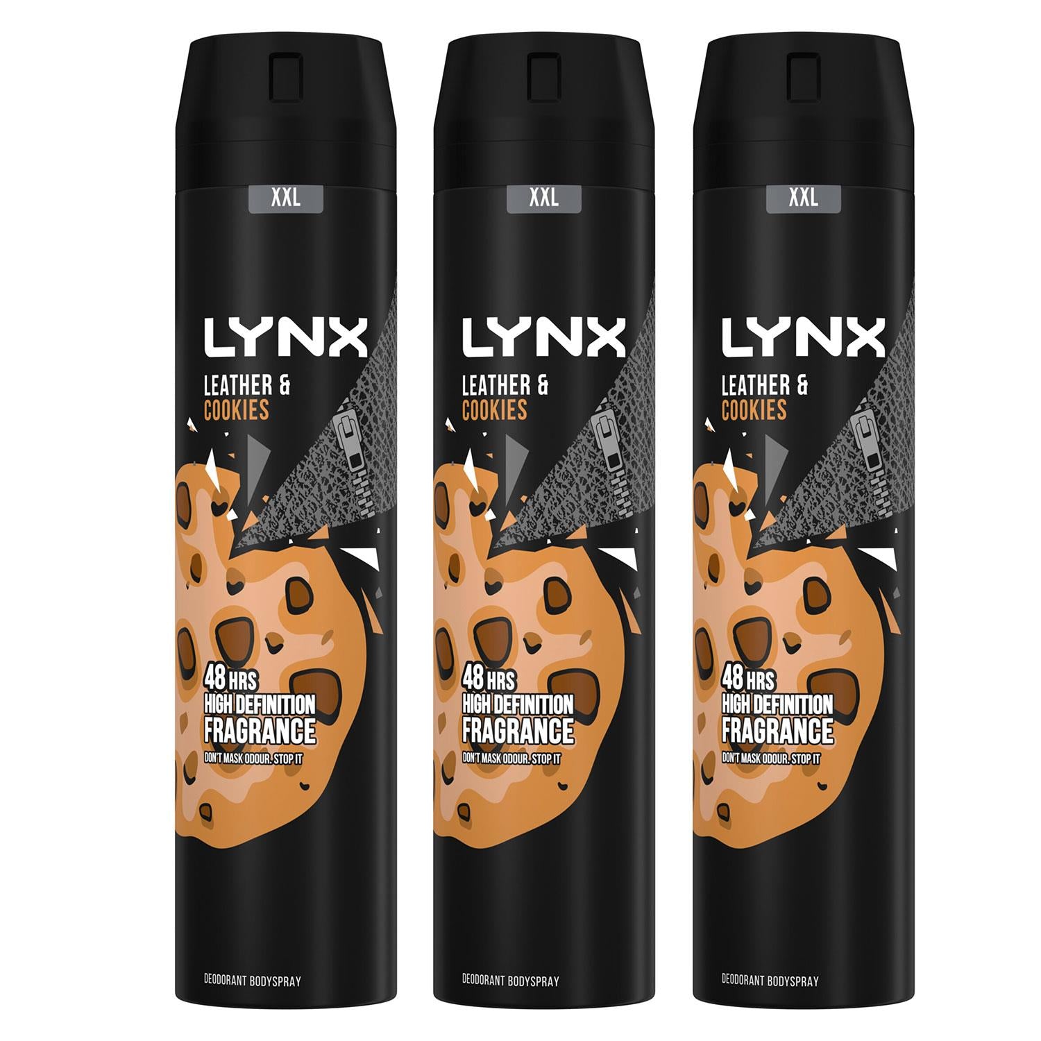 Xxl Deodorant Leather & Cookies 48h Odour Protection Bodyspray 250ml, 3 Pk
