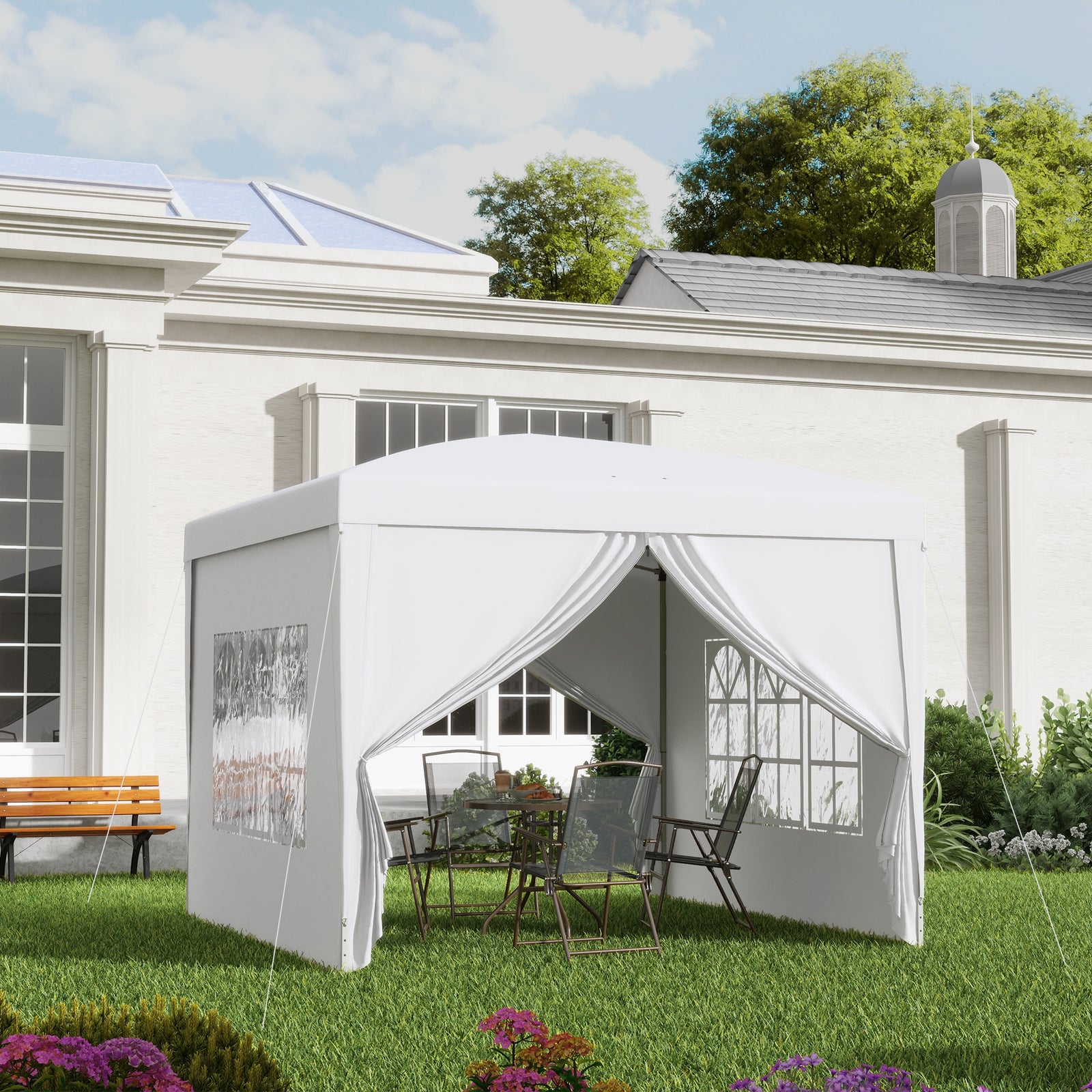 3mx3m Pop Up Gazebo Party Tent Canopy Marquee W/ Storage Bag | White