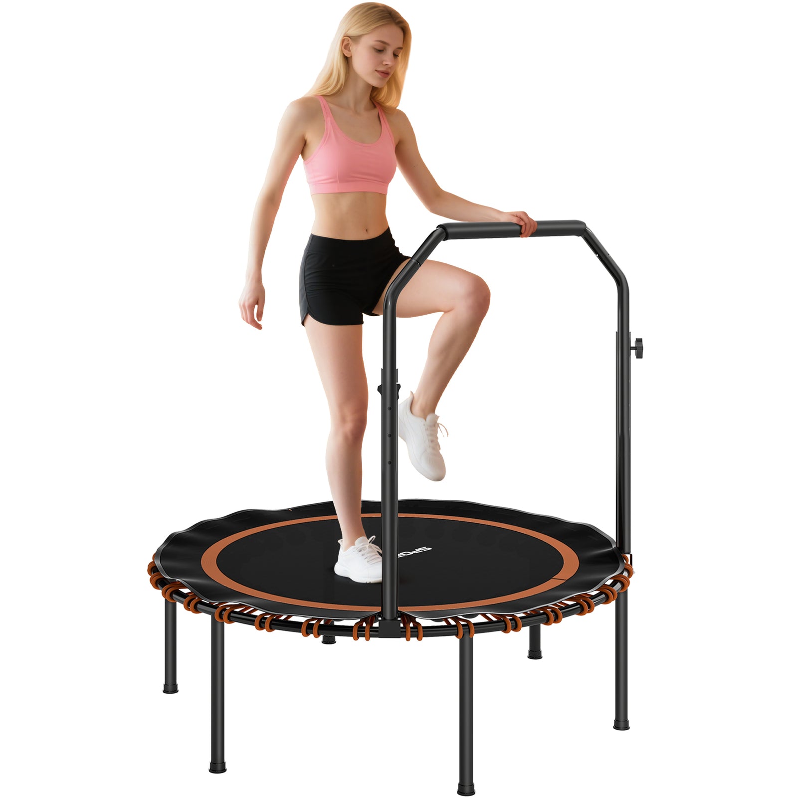 40'' Foldable Fitness Trampoline Rebounder With Handle | Orange