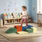 Kids Soft Play Set, 6pcs Foam Climbing Blocks With Non-slip Base