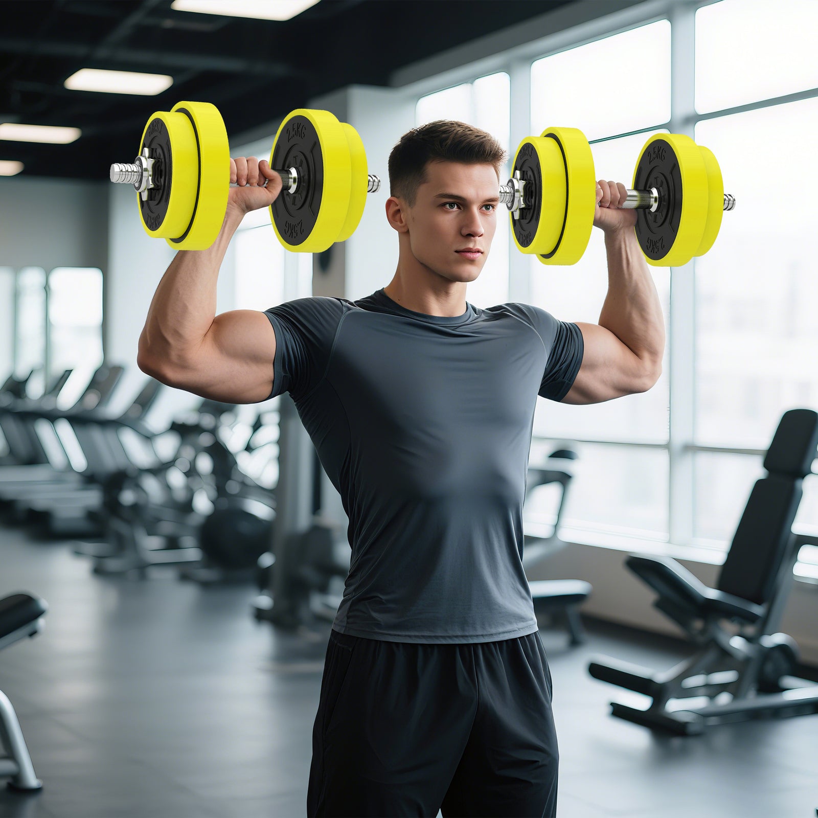 Adjustable 20kgs Barbell & Dumbbell Set For Home Gym | 20kg | Yellow