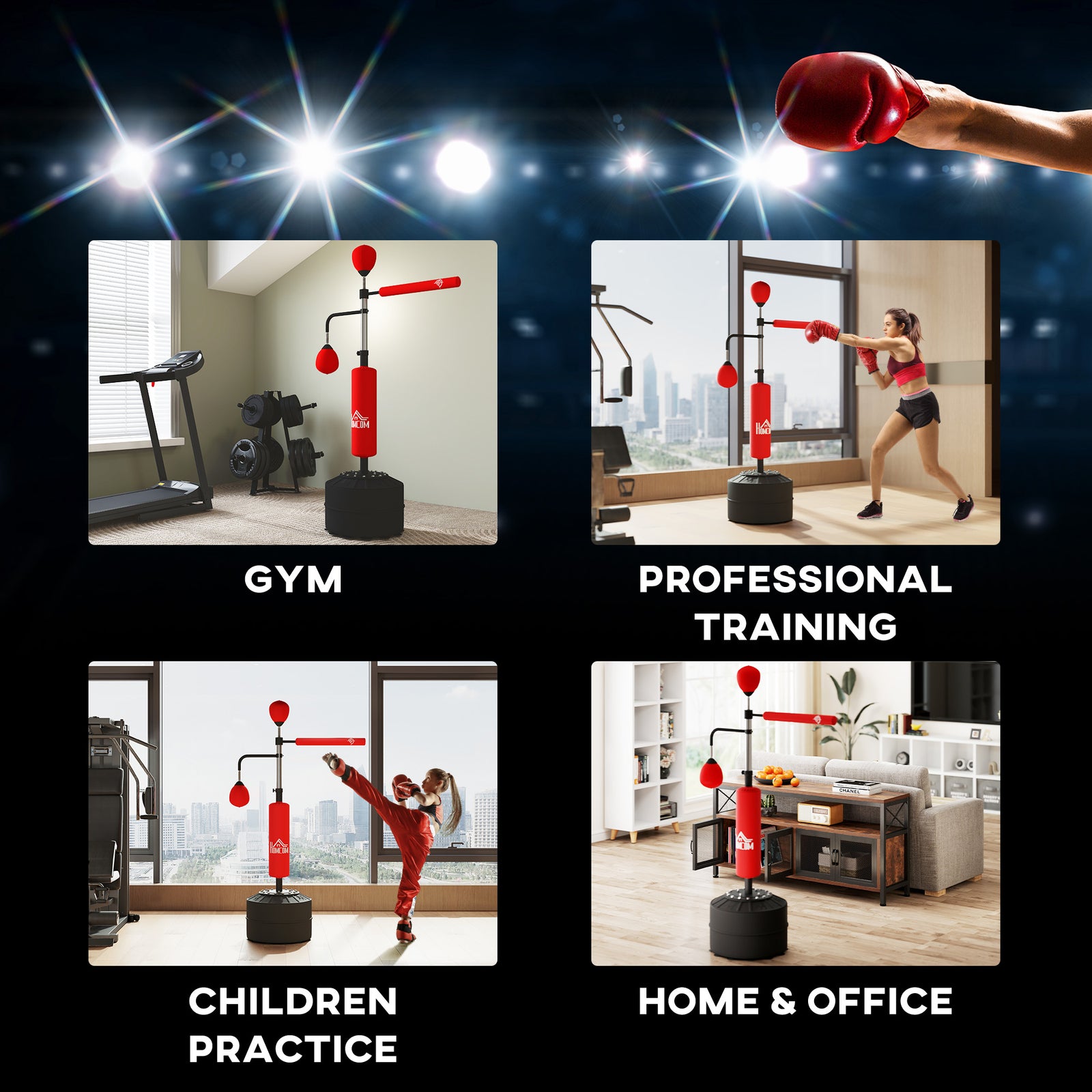 Boxing Bag Set With Adjustable Height | Red