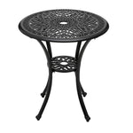 Cast Aluminium Round Patio Dining Table For Outdoor Garden - 60cm Dia X 62 Cm H