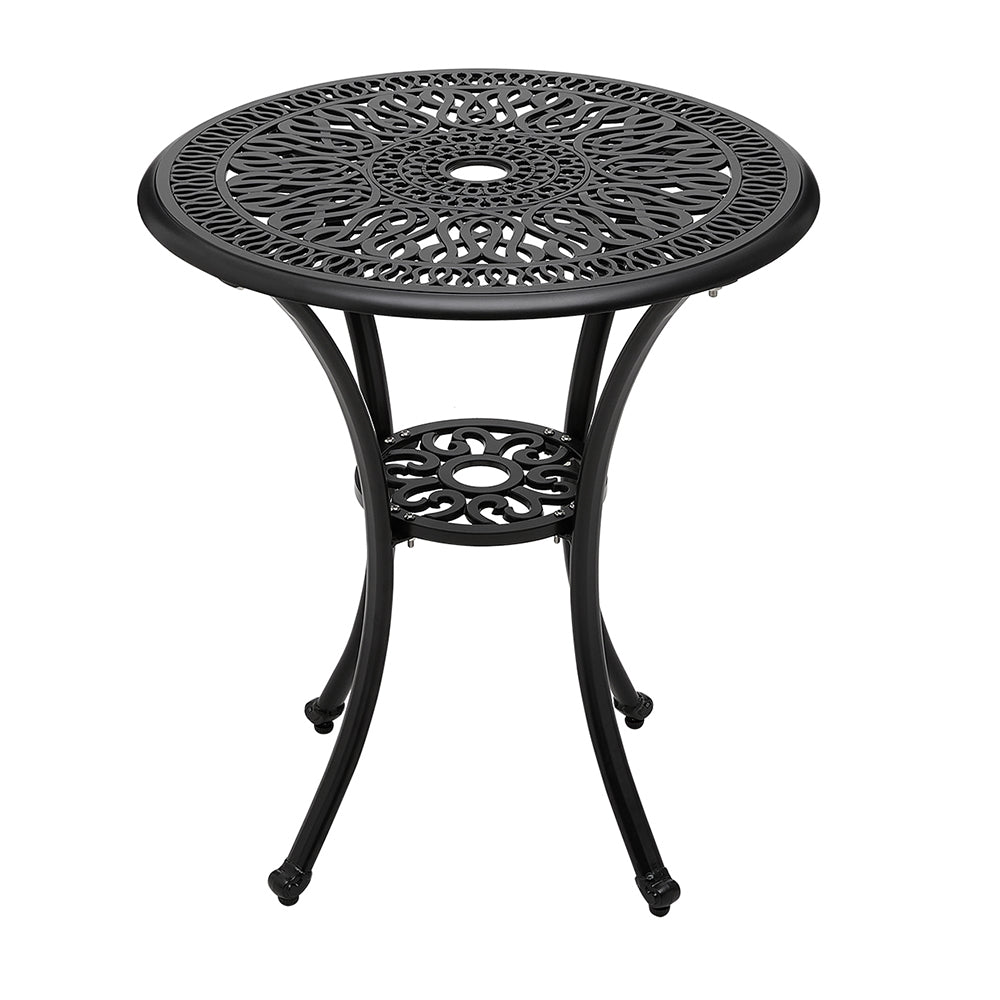 Cast Aluminium Round Patio Dining Table For Outdoor Garden - 60cm Dia X 62 Cm H