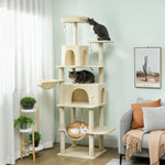 PawHut Cat Tree, 202cm Cat Tower With Condos, Hammocks, Perches
