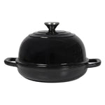 Cast Iron Enamelled Dutch Oven Bread Baking Pot Casserole Dish Round 24cm | Black