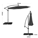 3m Large Banana Cantilever Patio Parasol For Outdoor Sunshade And Rain With A Cross Base And A Square Base