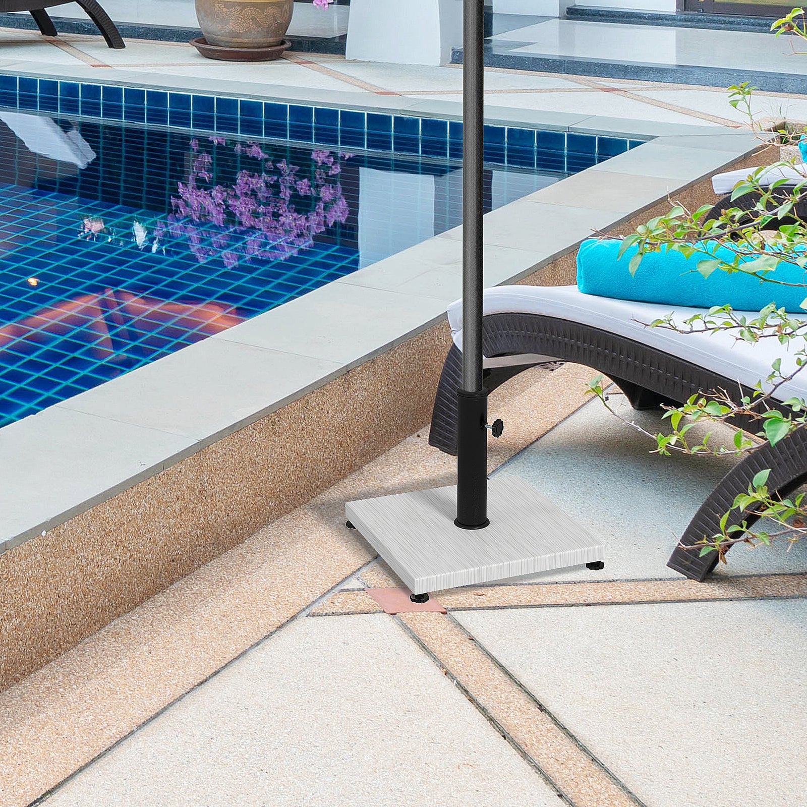 12kg Parasol Base Concrete W/ Adjustable Foot Pad, White