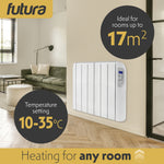 Electric Radiator Panel Heater Wall Mounted Advanced Timer Digital Thermostat, Bathroom Safe Room Heater | 1500w | White