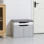 Upholstered Entryway Shoe Bench W/ Storage Cabinet