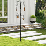 Pawhut Bird Feeding Station Kit Wild Bird Feeder Pole W/ 6 Hooks 4 Prong Bases