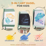 Kids Easel With Paper Roll, Blackboardboard, Storage | Green