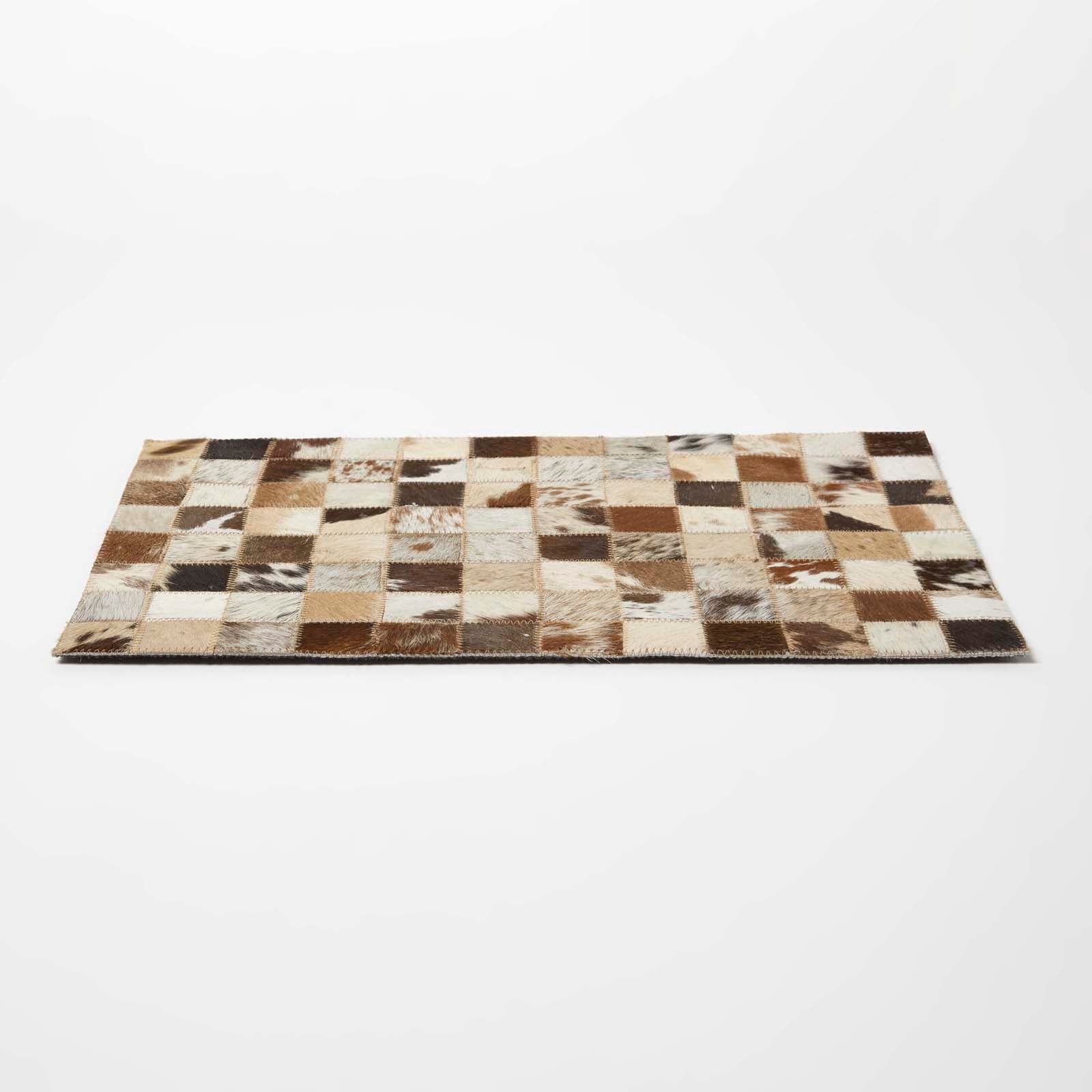 Block Check Brown Leather Placemats Set Of 4