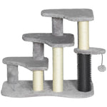 Cat Tree 2 In 1 Pet Stairs W/ Scratching Tickling Post, Light Grey