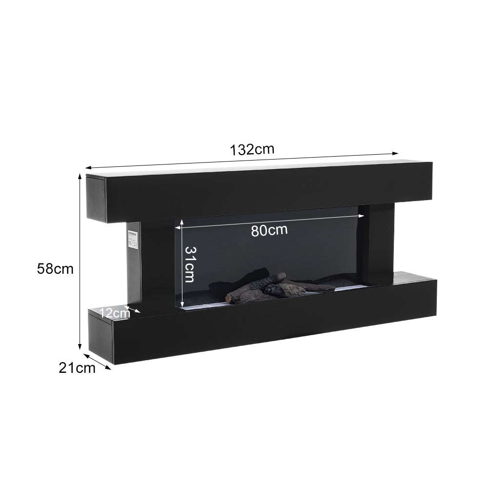 52-inch Electric Fireplace Suite With Matte Black Led Surround, 7 Flame Colors, Wifi Remote Control