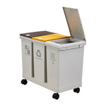 36l/60l 3-compartment Trash Can With Lids And Wheels Dry And Wet Waste Separation Rolling Kitchen Recycling Bin | Small