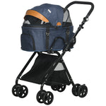 Luxury Folding Pet Stroller Removable Carrier Adjustable Canopy Bag Brake