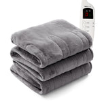 Heated Electric Throw 9h Timer 9 Heat Setting Fleece Blanket | Double | Grey
