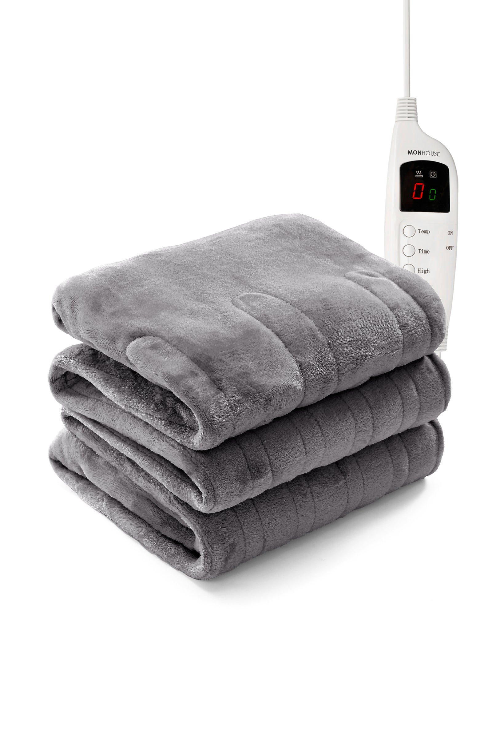 Heated Electric Throw 9h Timer 9 Heat Setting Fleece Blanket | Double | Grey