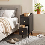 Modern Mdf Bedside Table With 2 Drawers | Black