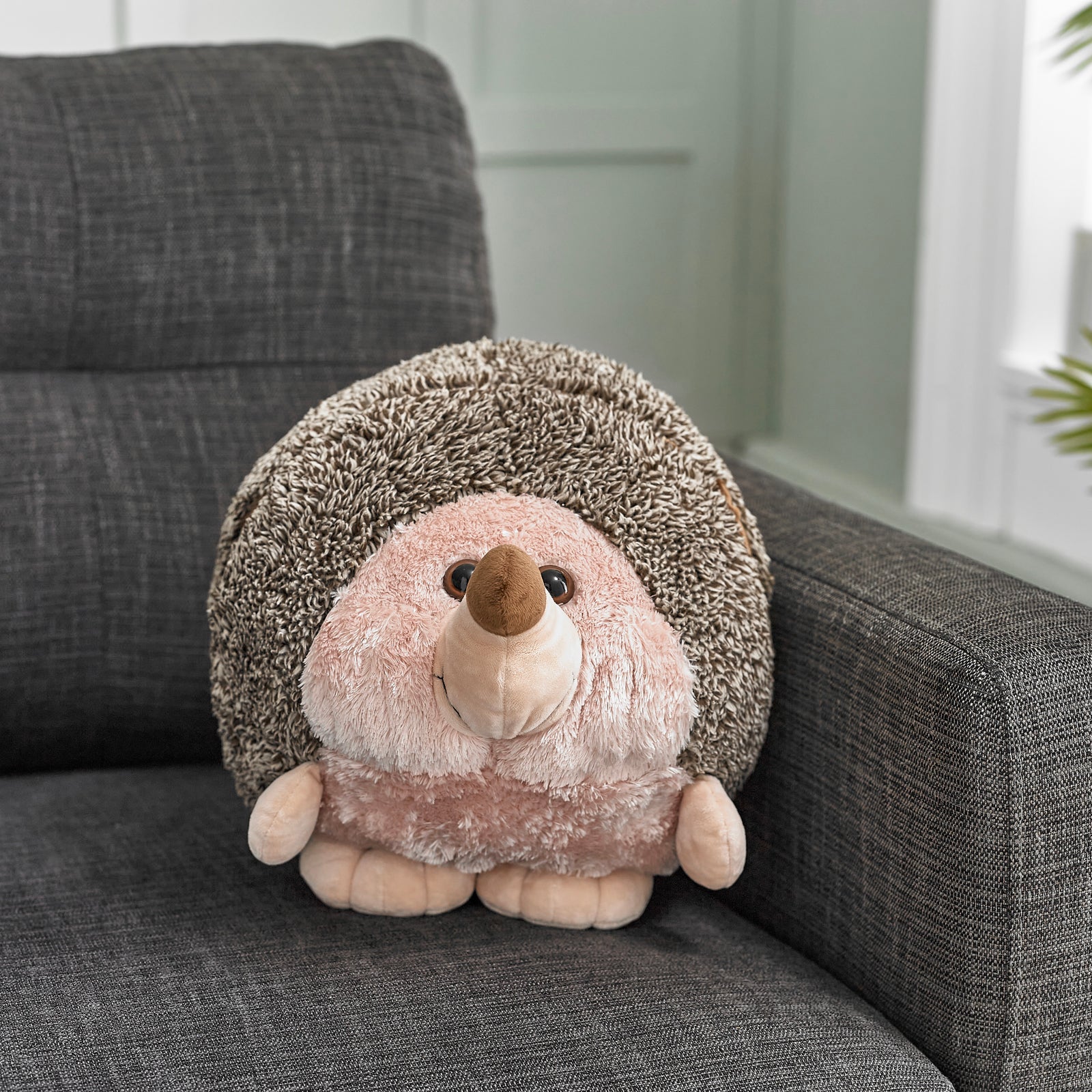 Soft Giant Handwarmer Cozy Plush Hedgehog | 30cm x 30cm | Brown