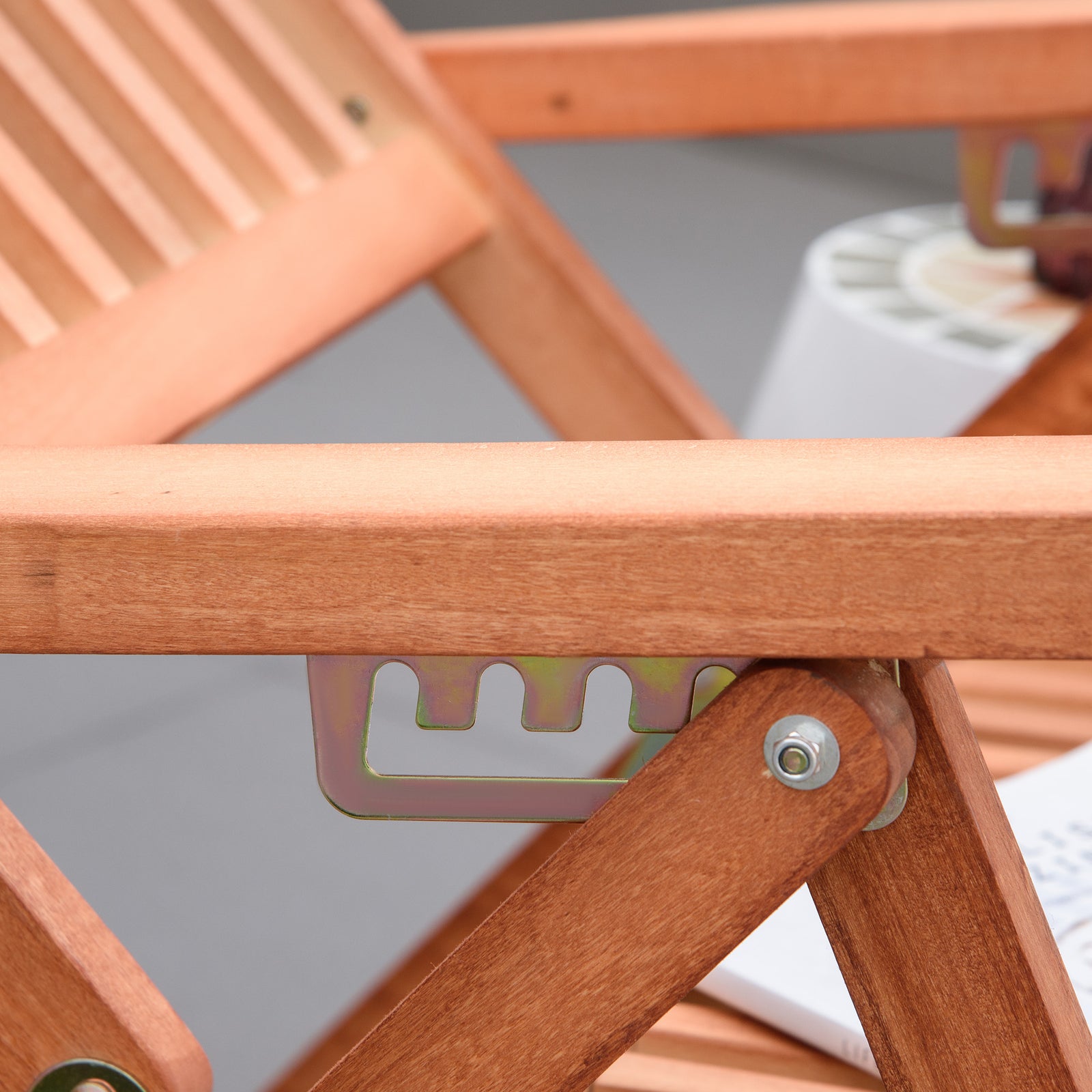 5-position Acacia Wood Chair Folding Recliner Seat