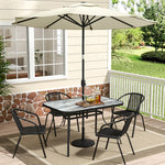 5 Pcs Garden Dining Set Coffee Table With Pe Rattan Chairs with Parasol Hole