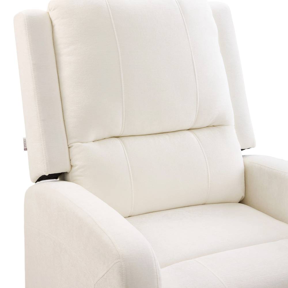 Living and Home Chenille Recliner Chair – Push-back Single Sofa With 140° Recline & Footrest, White Beige