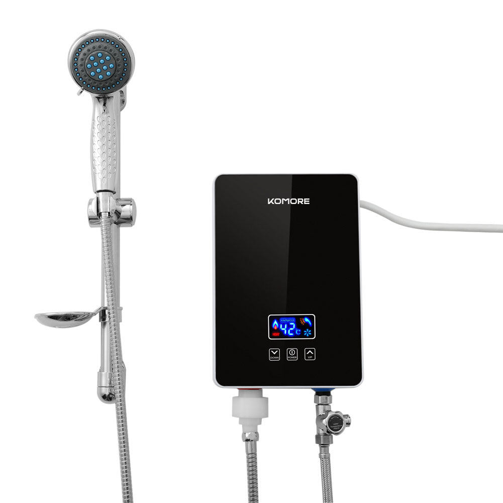 6kw Tankless Electric Water Heater With Shower Head Digital Temperature Display