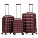 Set Of 3 Hard Case Bubble Design Check-in Size Suitcases Hold Luggage - Overhead Cabin Bag With Medium & Large Check-in 20kg+ Hold Suitcase | Set of 3 | Burgundy