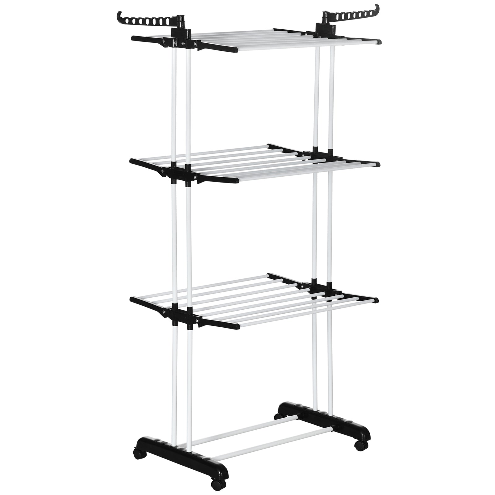 Foldable Clothes Drying Rack Steel Garment Dryer Casters | One Size | Black