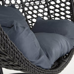 Luxurious Onyx Black Hanging Swing Pod Egg Chair With Deep Grey Cushions | 56 - 121cm | Charcoal Gray