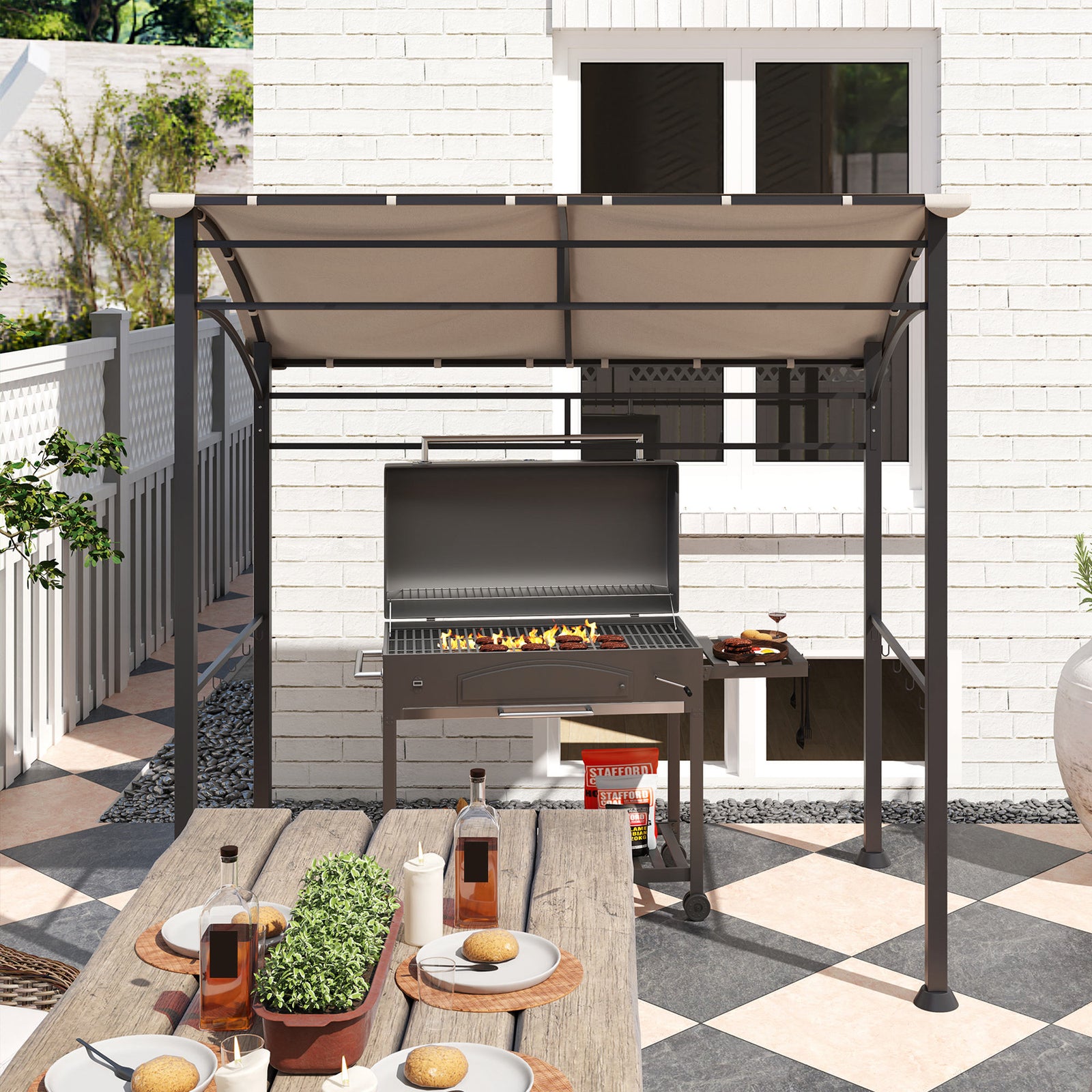 Outsunny 2.2 X 1.5 M Bbq Gazebo Tent Sun Shade With Canopy