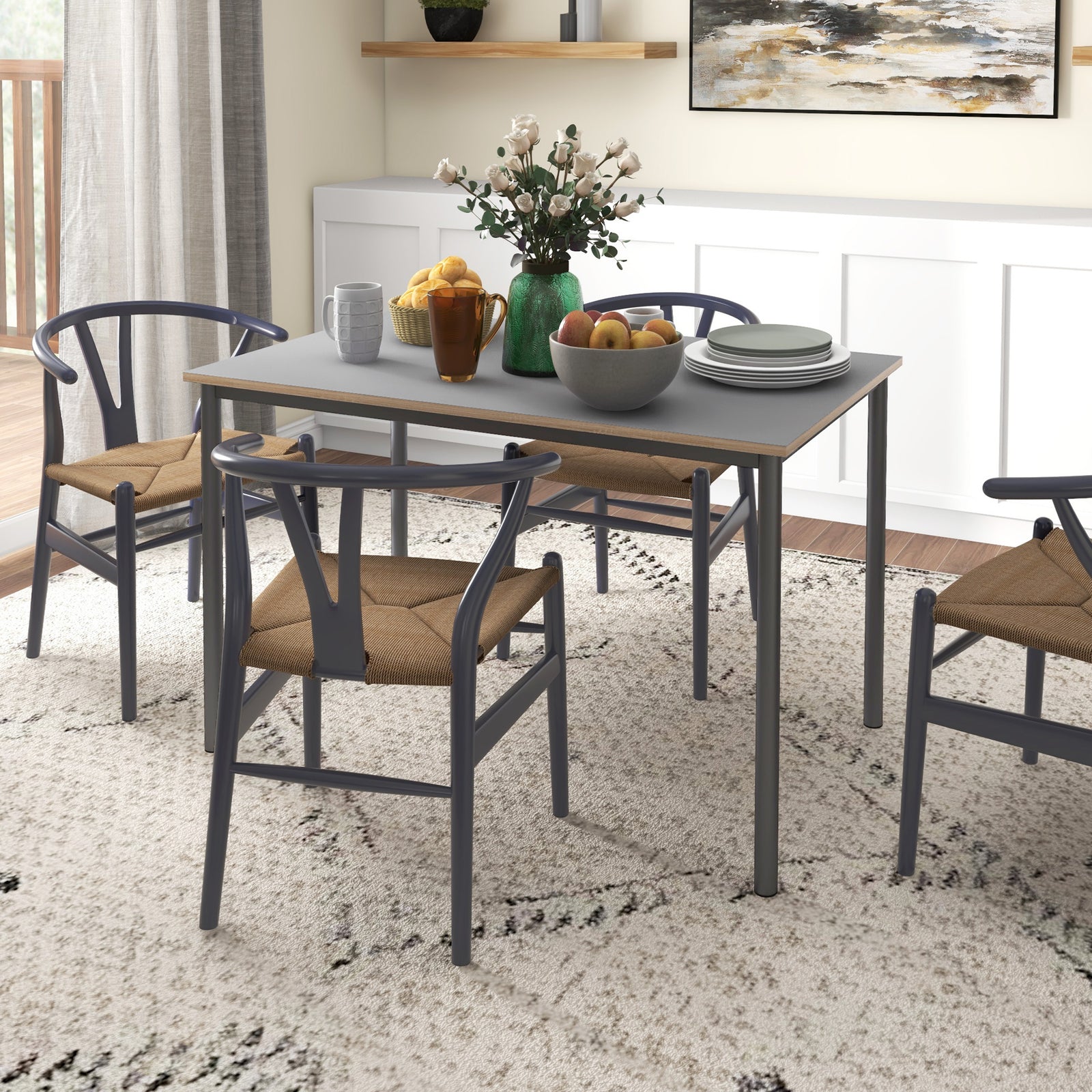 120cm Minimalistic Dining Table, Steel Frame