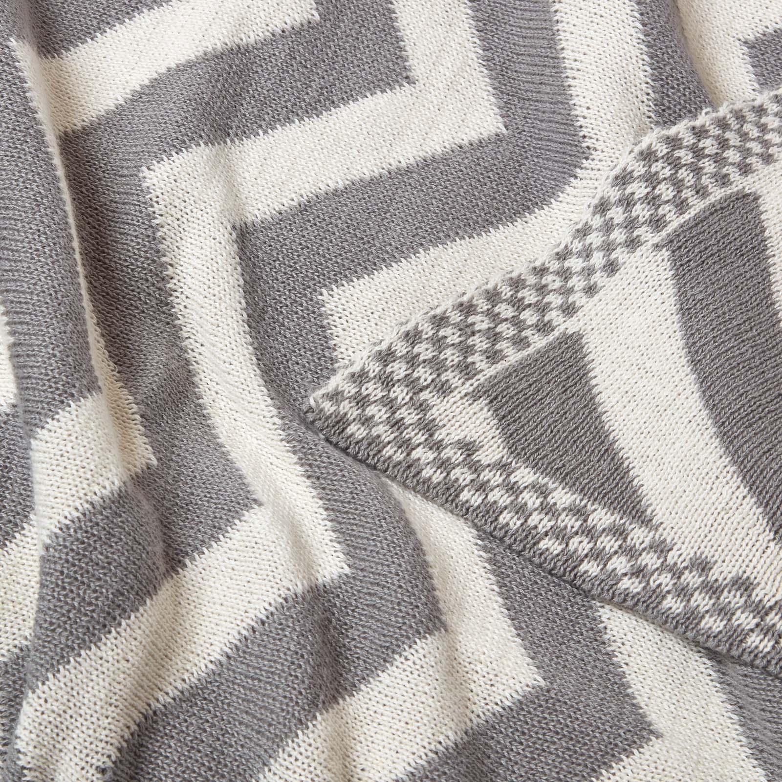 Chevron Herringbone Cotton Knitted Throw | 150cm x 200cm | Grey