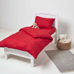 Cotton Cot Bed Duvet Cover Set 200 Thread Count | Cot Bed | Red