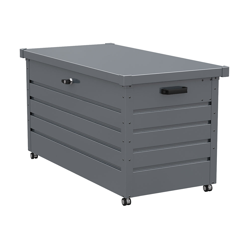 Breeins 350l Metal Outdoor Storage Box With Wheels – Lockable Weatherproof Garden Organizer