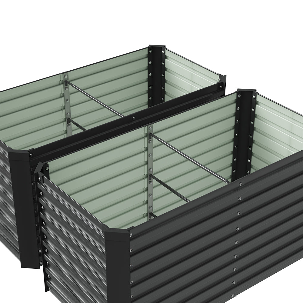2 Pcs Thickened Rectangular Raised Garden Bed – Durable Coated Steel With Reinforced Corners,  Outdoor Planter For Vegetables, Fruits & Flowers | Charcoal Black