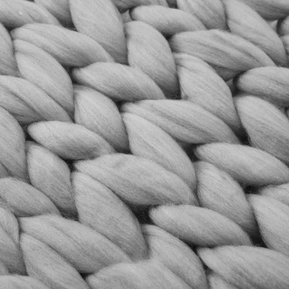 Chunky Knit Throw Blanket – Handwoven Soft Thick Yarn Blanket For Couch, Bed | Large | Grey