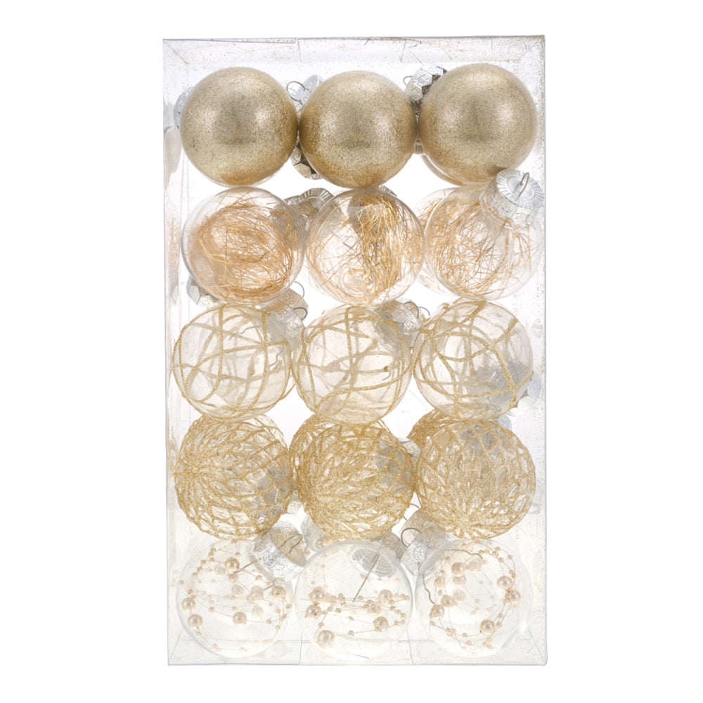 Set Of 30 Christmas Baubles Christmas Tree Decoration Ornaments | Gold