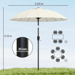 2m Shanghai Garden Parasol Umbrella, Outdoor Sun Shade | Cream