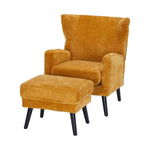 Vintage-inspired Chenille Leisure Chair With Footstool – Elegant Comfort & Durable Wooden Frame