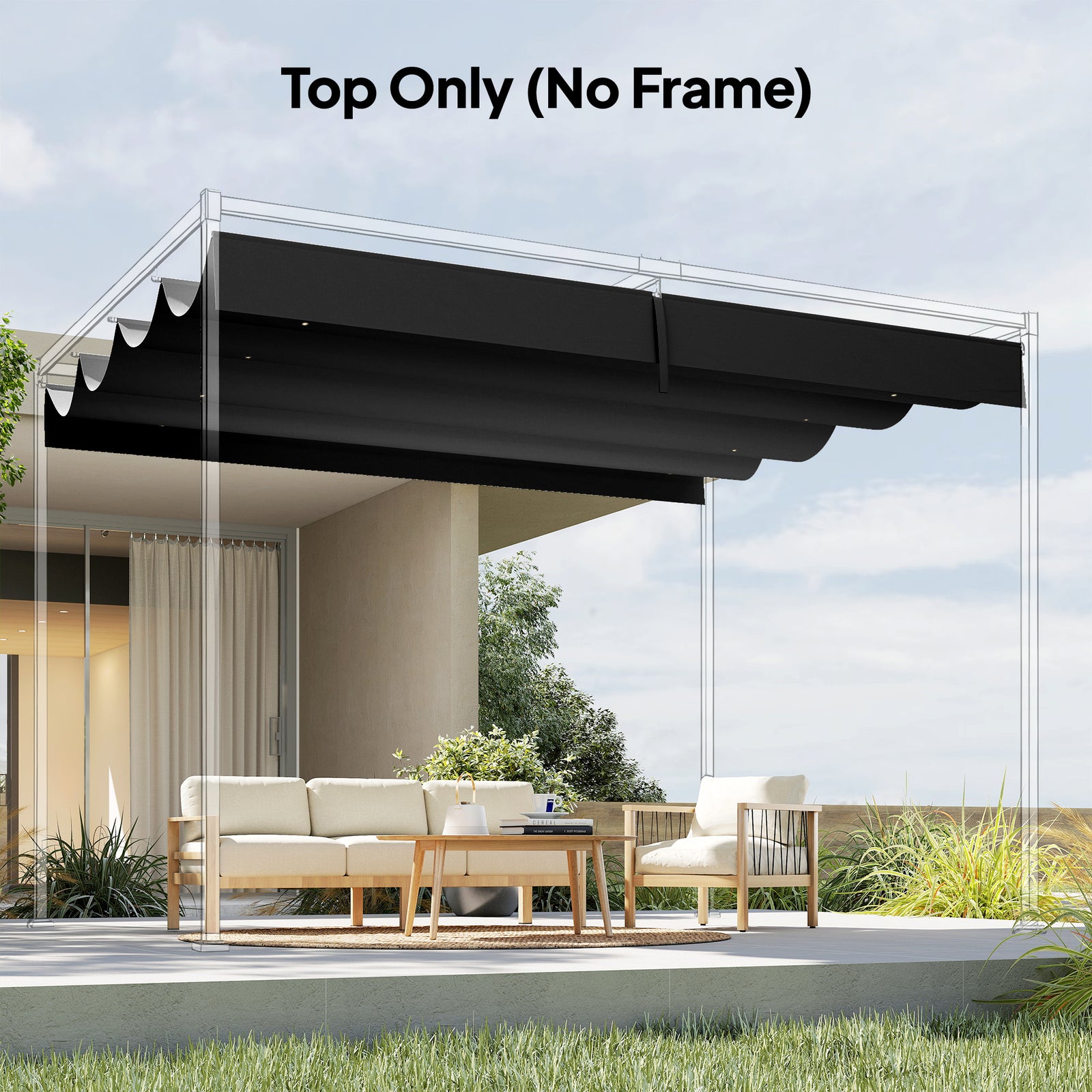 Retractable Pergola Canopy Only For 4 X 3 M Pergola | Dark Grey