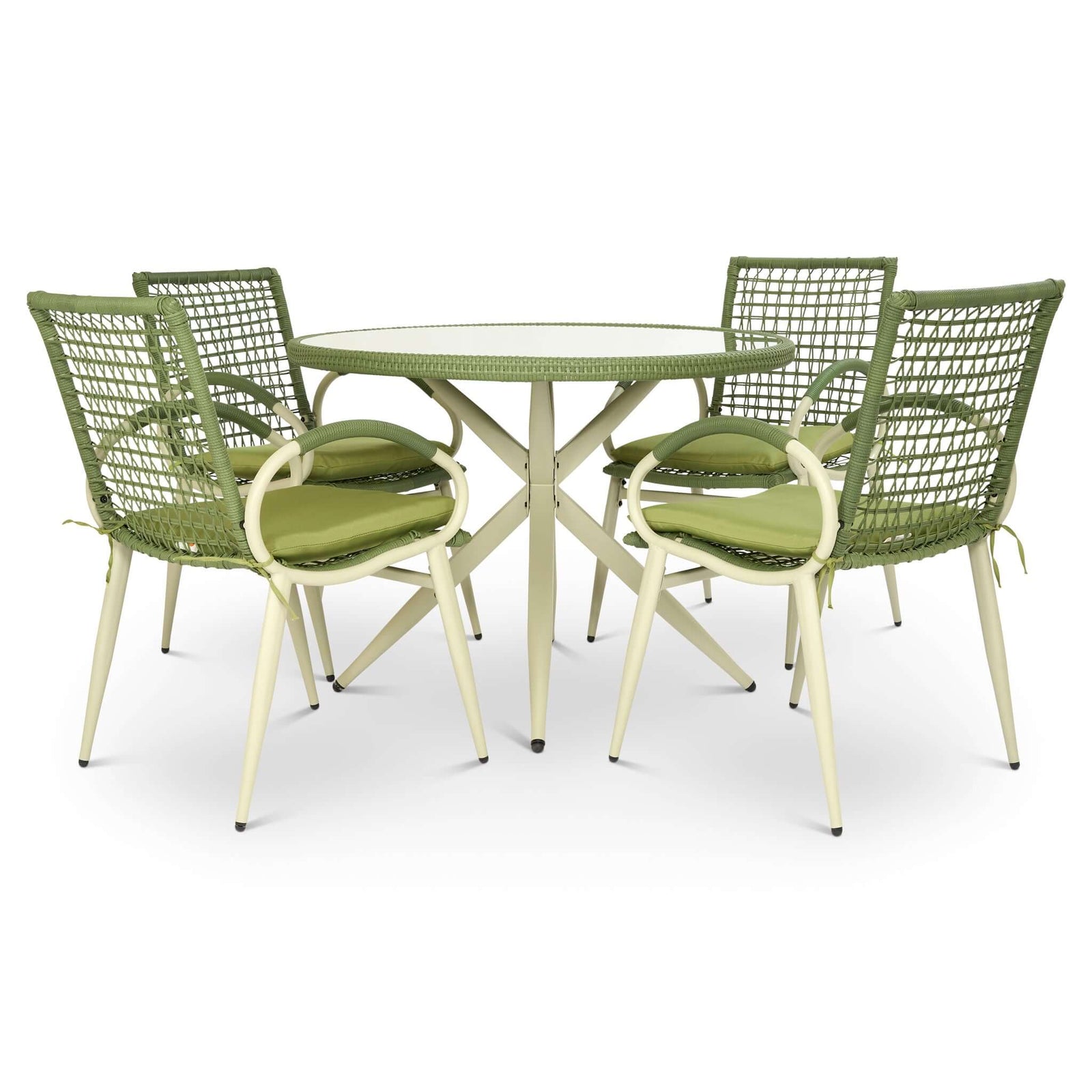 5-piece Rattan Outdoor Dining Set | Green