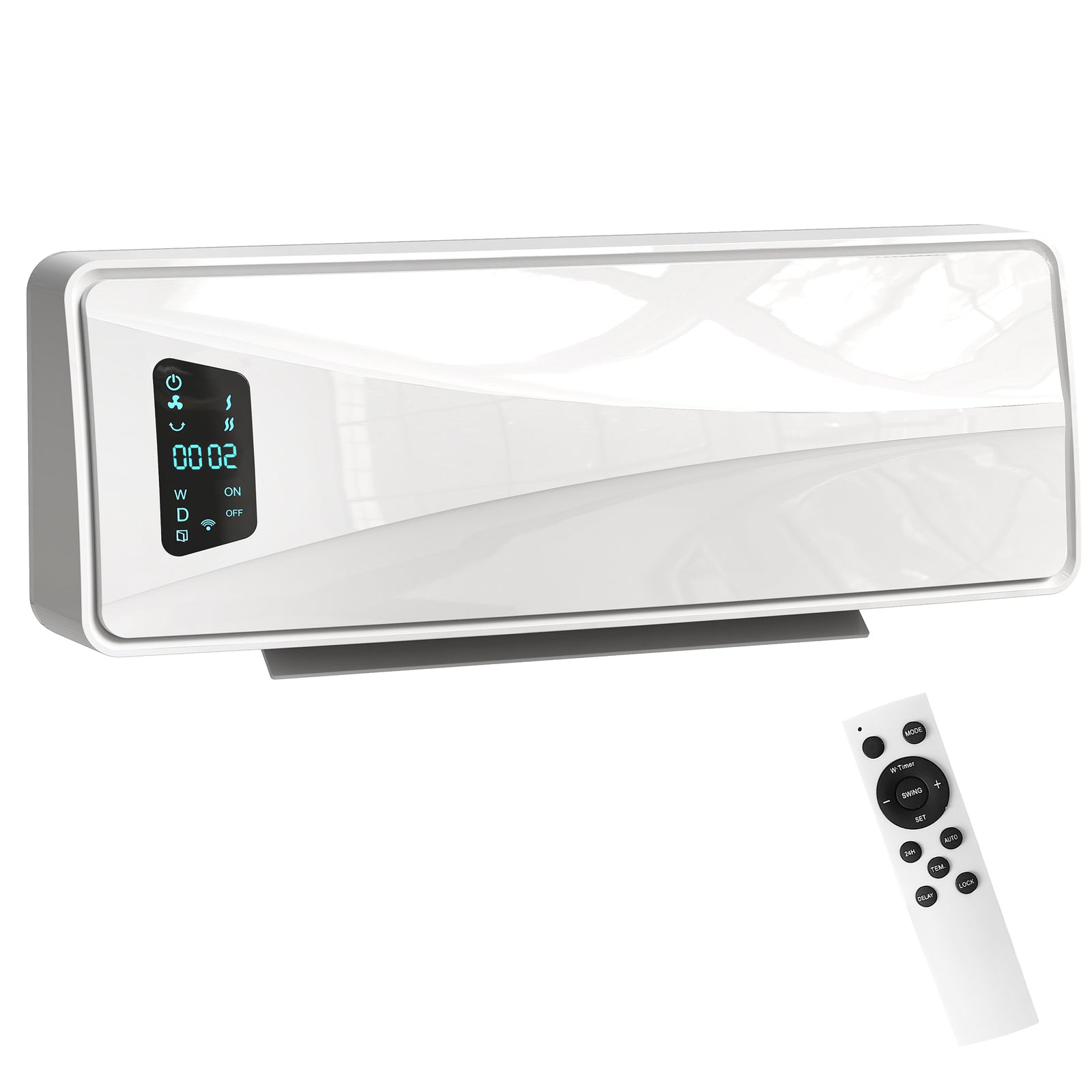 2000w Ceramic Electric Heater With Fan, Wall Heater | White